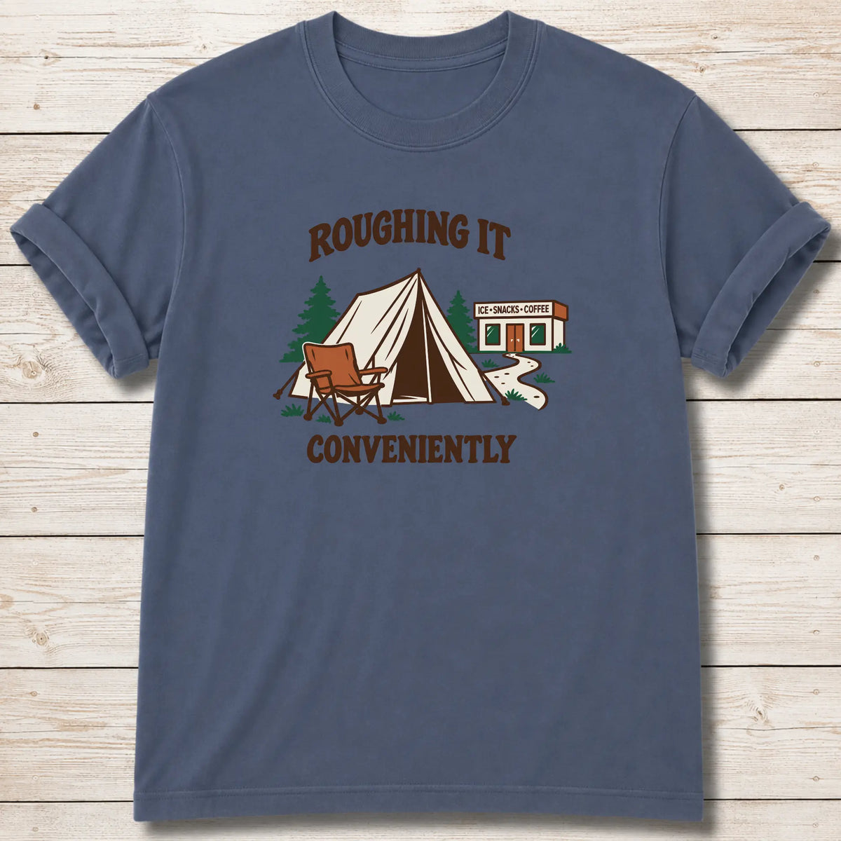 Roughing It T-Shirt - Blue Jean