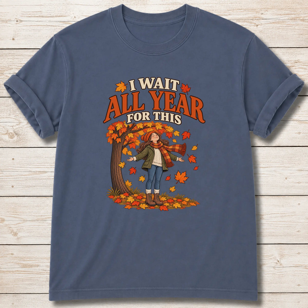 Waiting for Fall T-Shirt - Blue Jean