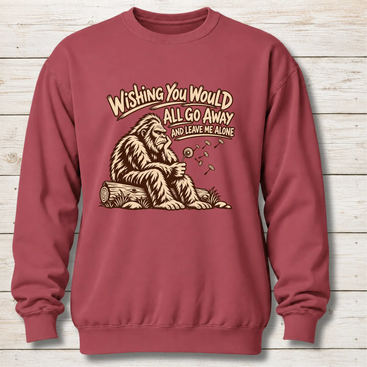 Crimson Leave Me Alone Bigfoot Sweatshirt