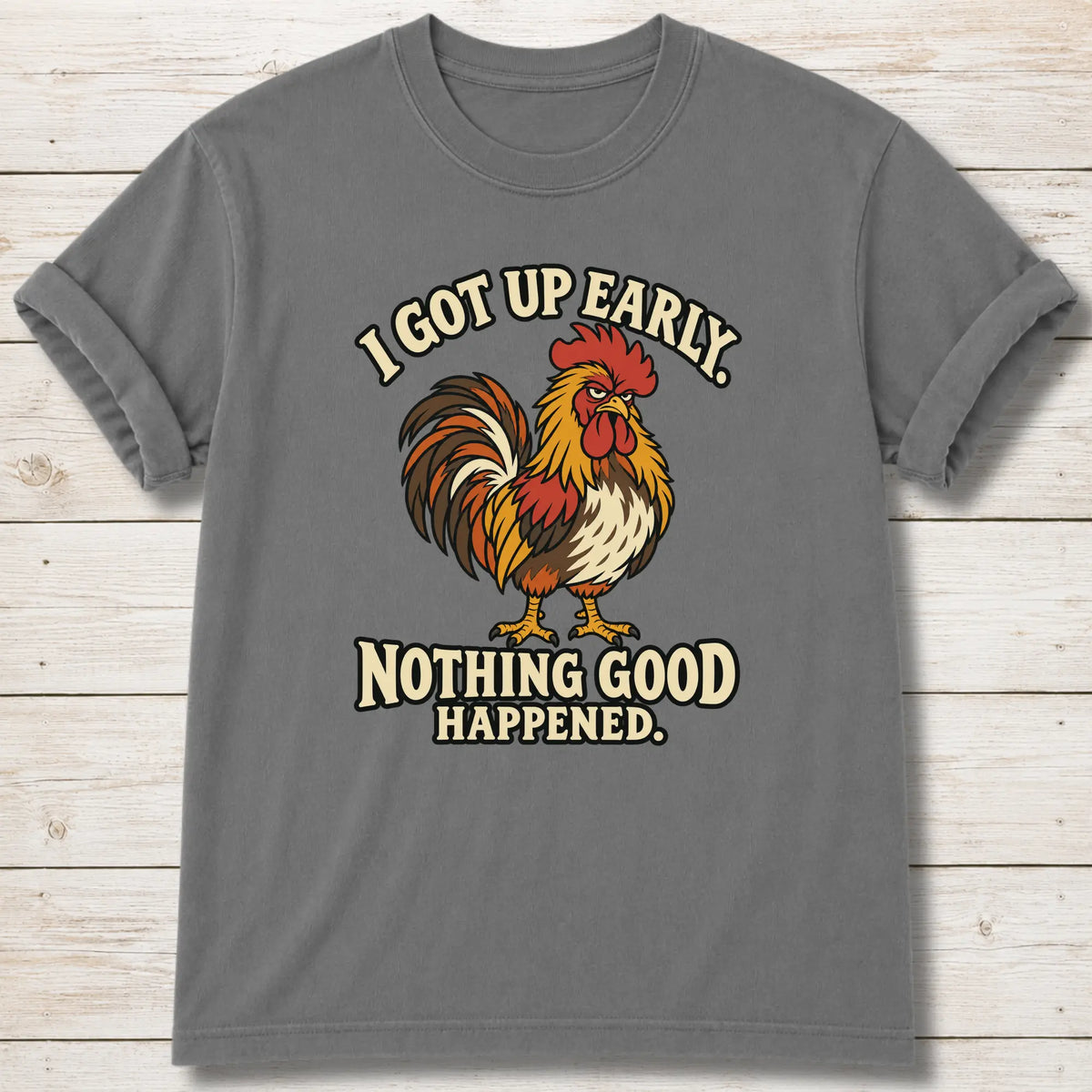 Grumpy Rooster T-Shirt - Grey