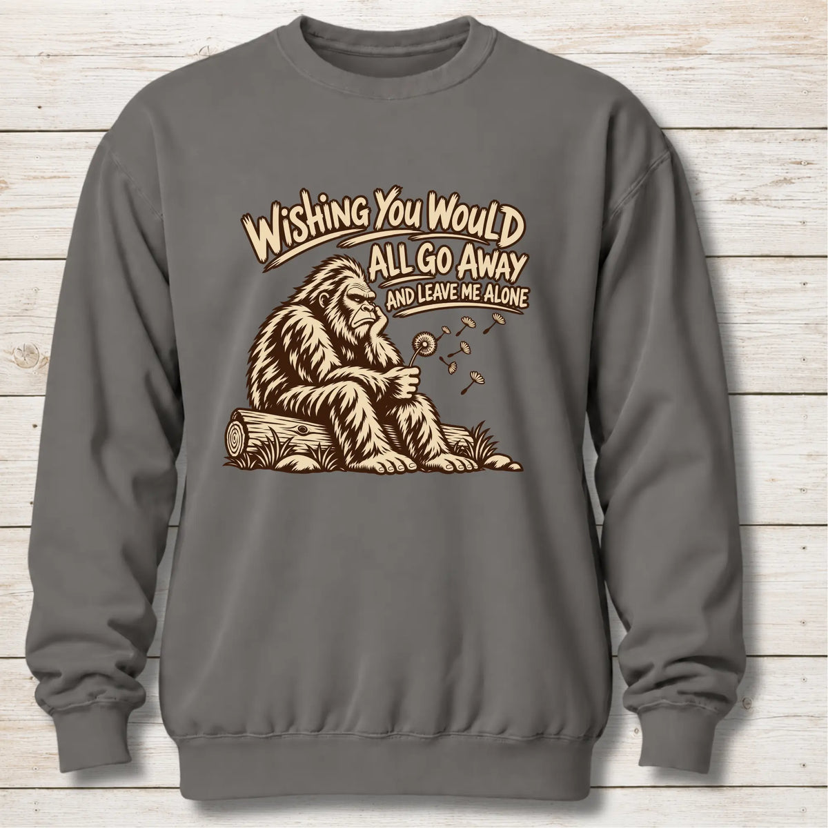 Grey Leave Me Alone Bigfoot Sweatshirt