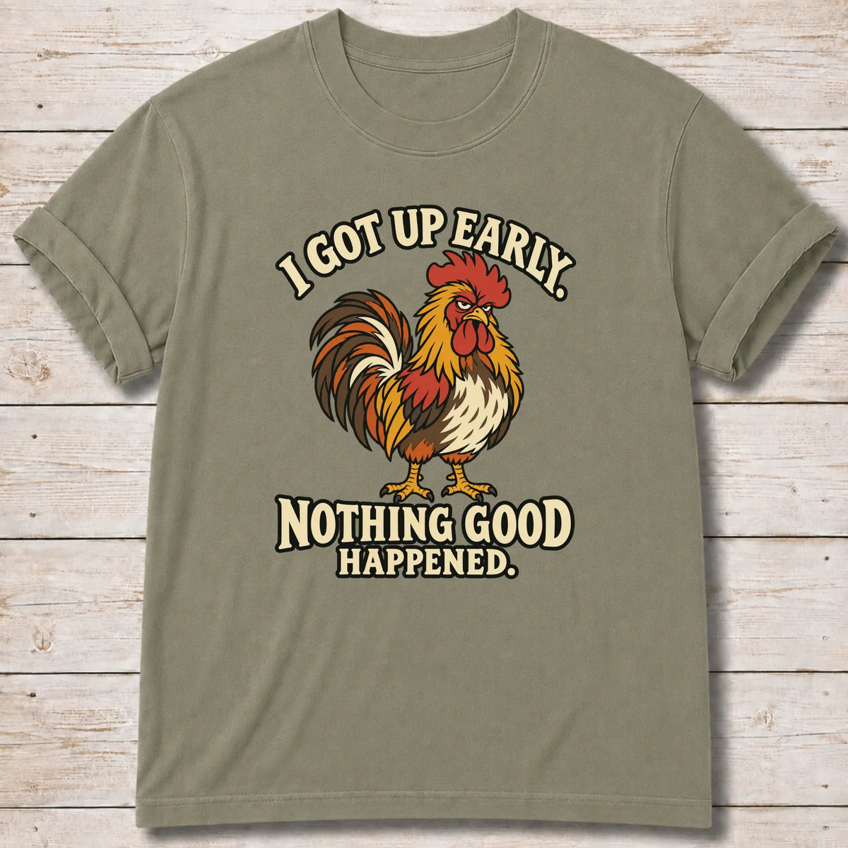 Grumpy Rooster T-Shirt - Khaki