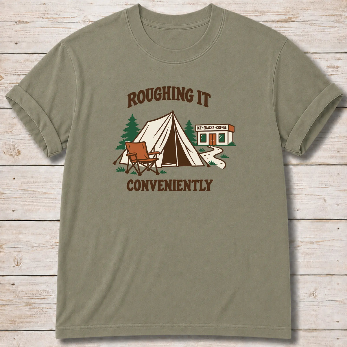 Roughing It T-Shirt - Khaki