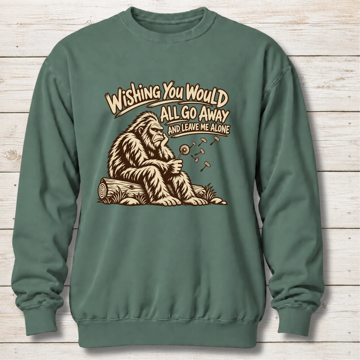 Light Green Leave Me Alone Bigfoot Sweatshirt