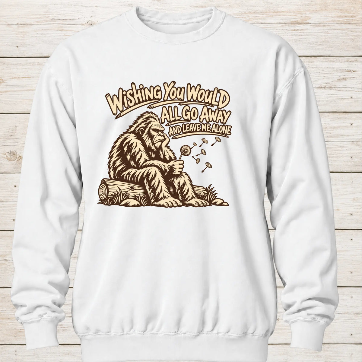 White Leave Me Alone Bigfoot Sweatshirt