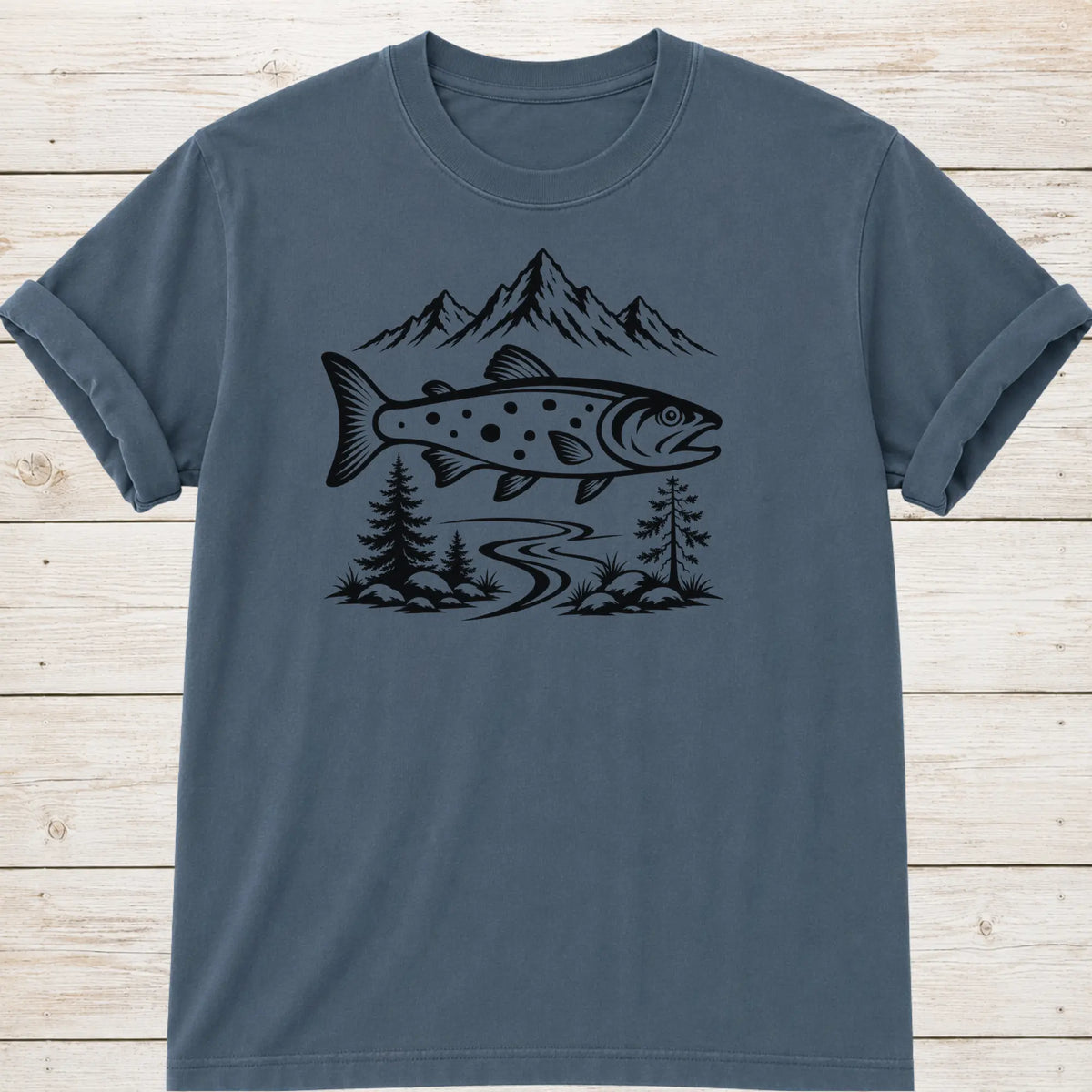 Mountain Stream T-Shirt - Blue Jean