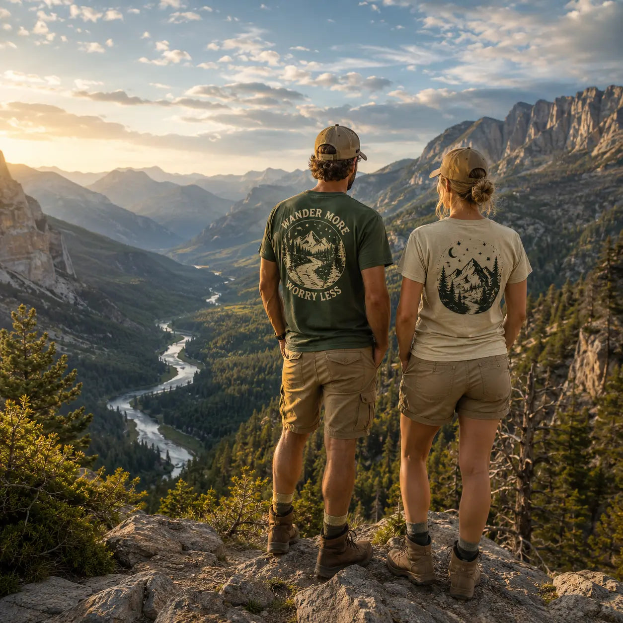 Couple overlooking a valley