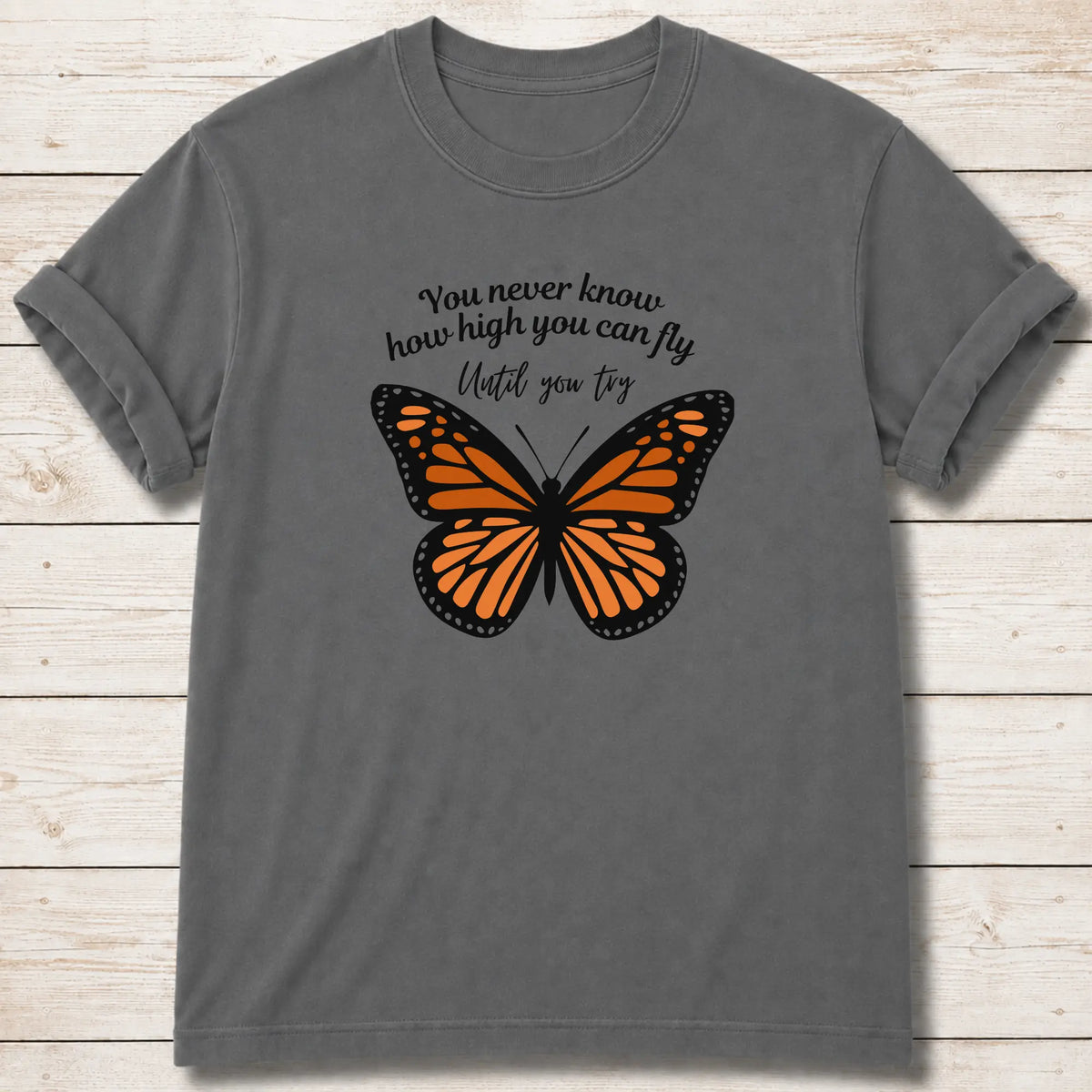Fly High Butterfly T-Shirt - Grey