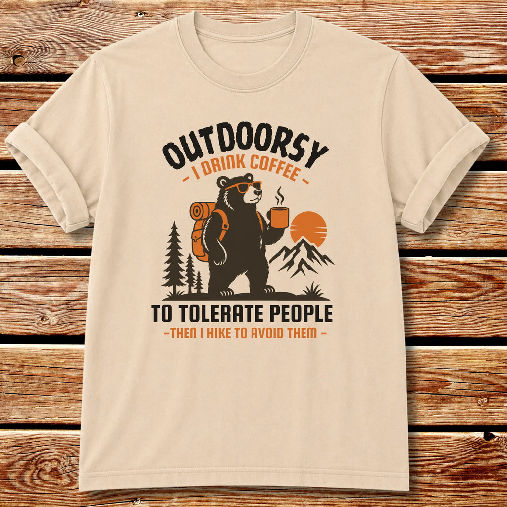 Outdoorsy Coffee Lover T-Shirt - Ivory