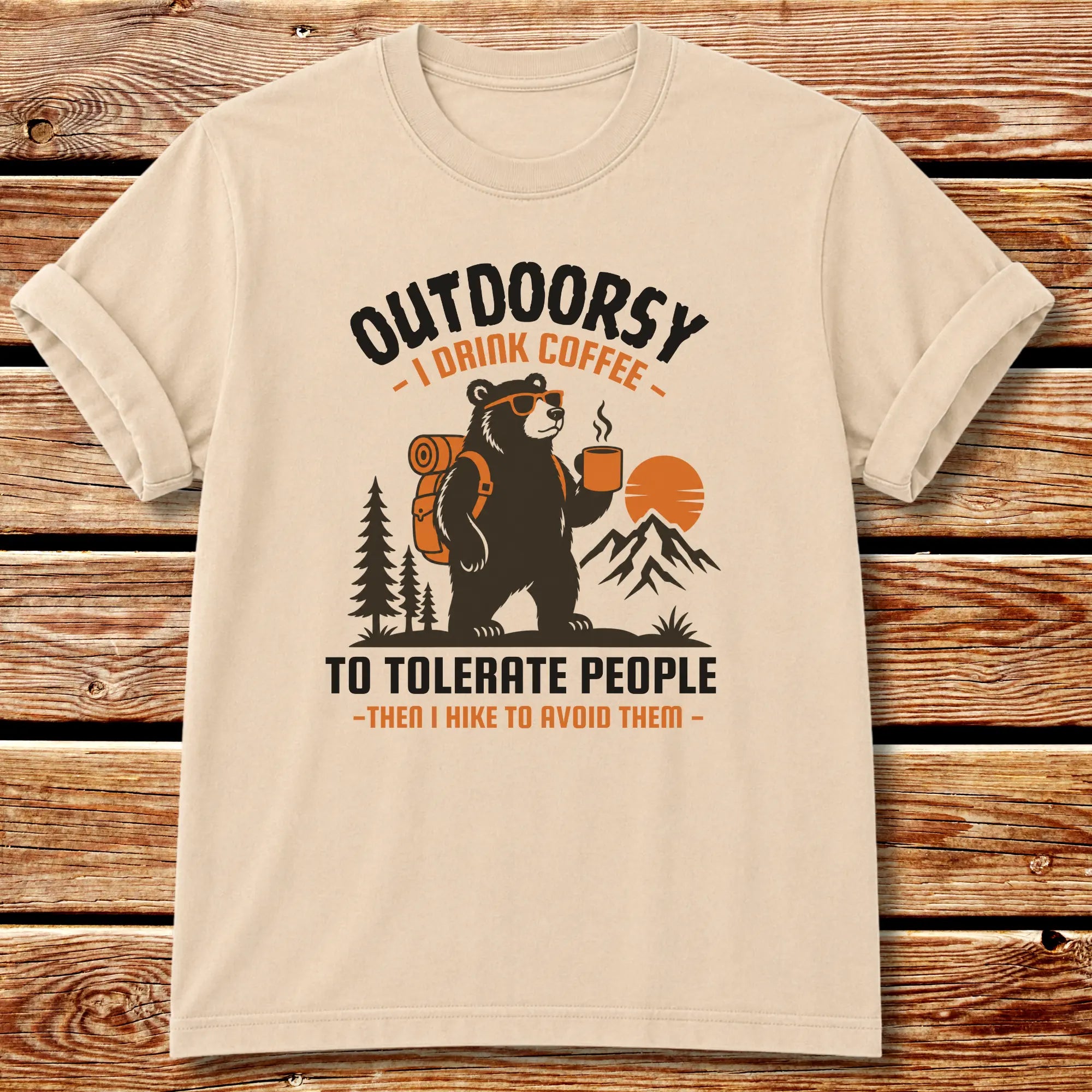 Outdoorsy Coffee Lover T-Shirt - Ivory