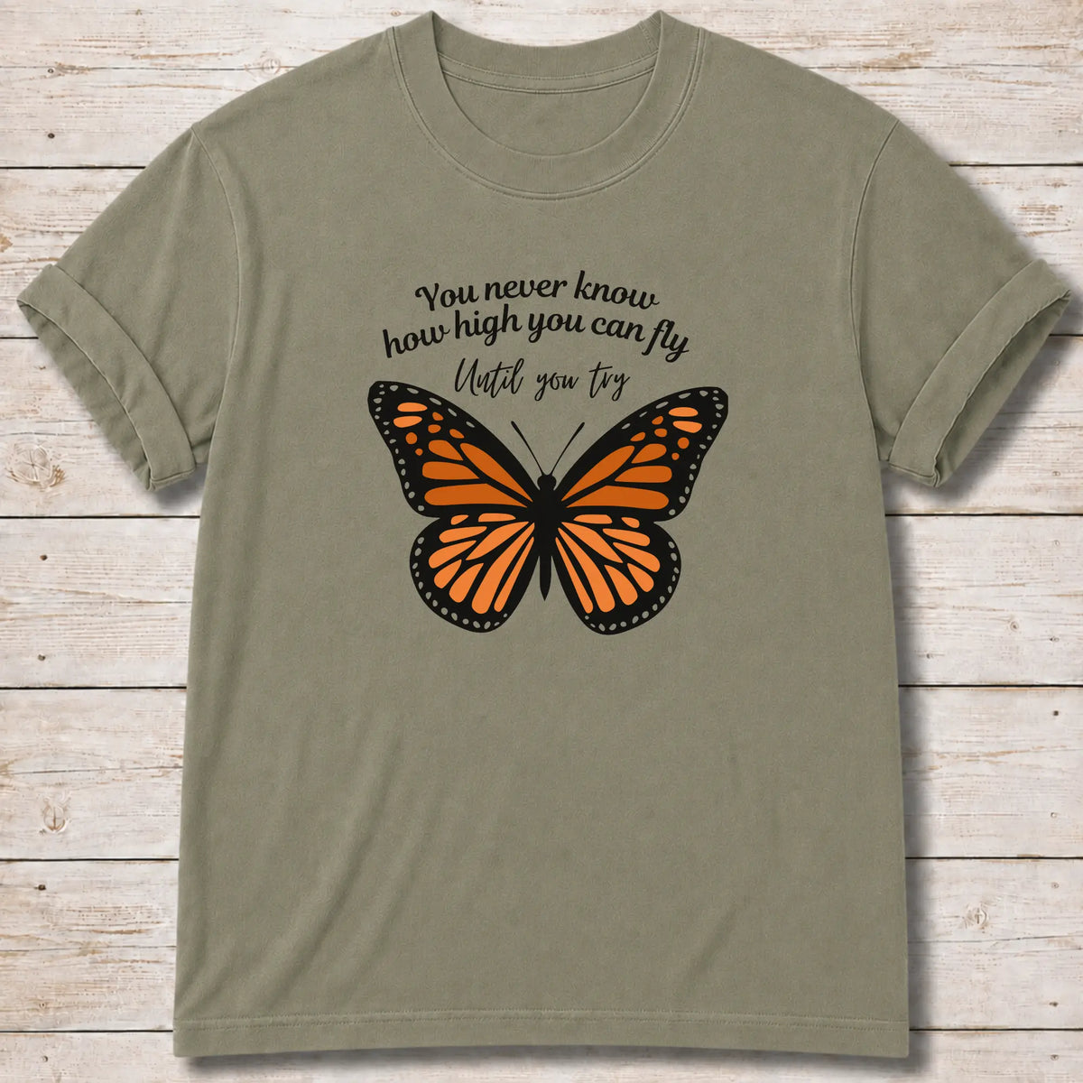 Fly High Butterfly T-Shirt - Khaki