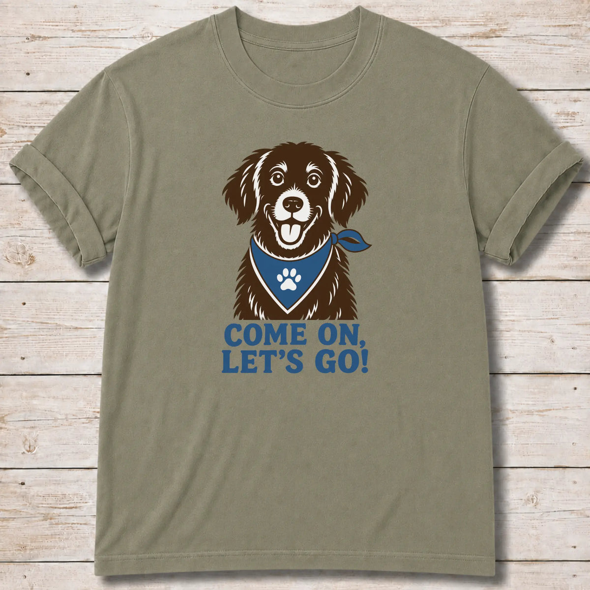 Let's Go Dog T-Shirt - Khaki