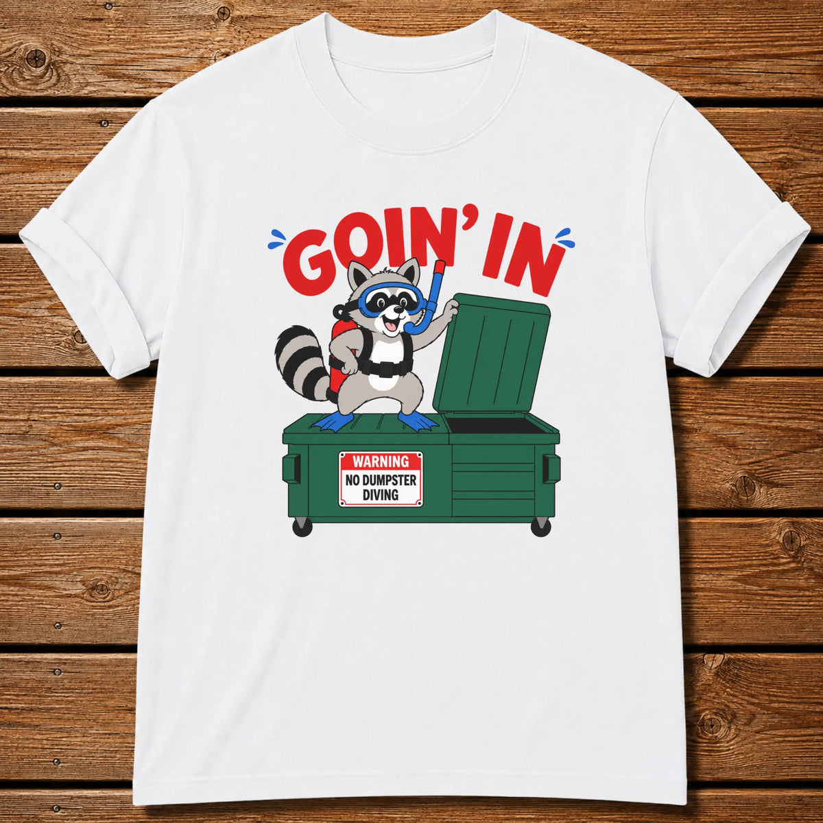 Goin' In Raccoon T-Shirt - White